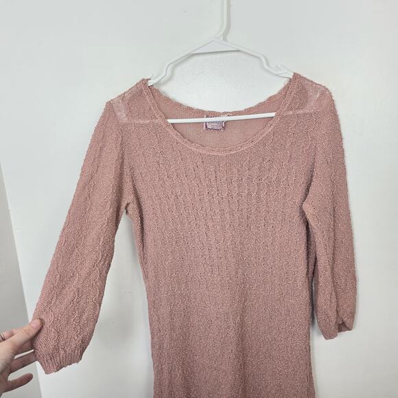 Vintage Blengyle Light Pink 3/4 Sleeve Fairy Dainty Sweater Midi Dress Size M - Picture 2 of 7